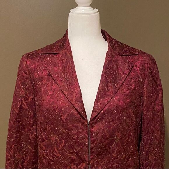 Lafayette 148 100% Silk Blazer W/ Lace Overlay Size 10 Woman’s Evening Wear - Picture 3 of 13